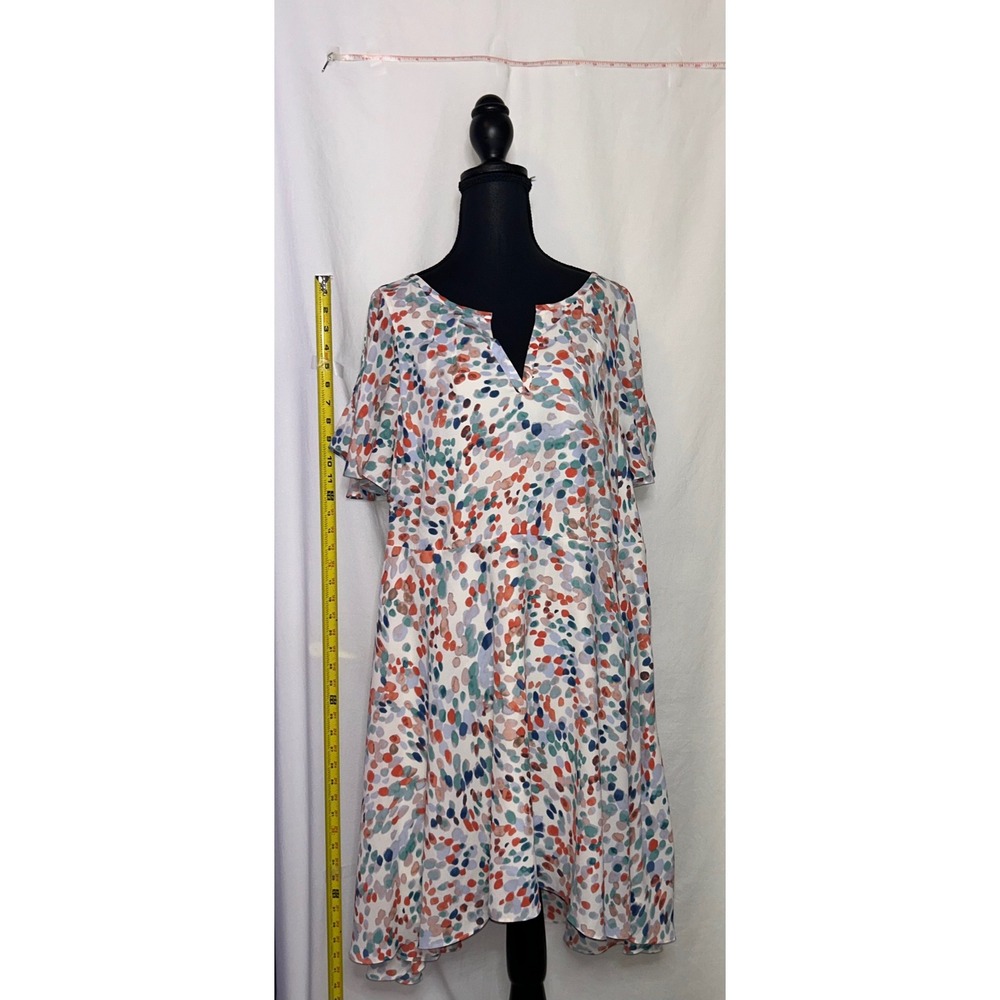 Maeve Anthropologie Watercolor Dot Split‎ Sleeve Mini Dress Women's Size Large